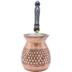 Copperdone Gaziantep El Işlemesi Petek Desenli Bakır Cezve Antik Bakır Renk Orta Boy