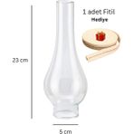 Coppermall Büyük Boy Gaz Lambası Camı 23 cm El Yapımı 1 Adet Fitil Hediye Aydınlatma Aksesuarı