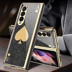 coque Galaxy Z Fold 3 Kapak Kılıfı,9H Temperli Cam Boyalı Parlak Kabuk,Samsung Galaxy Z Fold 3 5G-Ace of Spades için Katlanır Telefon Kapağı