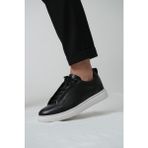 Cora Model Hakiki Deri El Yapımı Erkek Siyah Sneakers Ayakkabı - 0 - Siyah