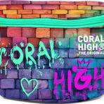 Coral High 11537 Pembe Lacivert Grafiti Yazılı Bel Çantası