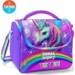 Coral High 11873 Kids Mor Pembe Simli Unicorn Desenli Thermo Beslenme Çantası