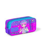 Coral High 12064 Kids Mor Pembe Mavi Simli K-Pop Desenli İki Bölmeli Kalem Çantası