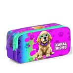 Coral High 12082 Kids Mor Pembe Köpek Desenli İki Bölmeli Kalem Çantası