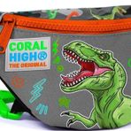 Coral High 12616 Kids Siyah Gri Dinozor Desenli Bel Çantası