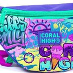 Coral High 12625 Kids Lavanta Su Yeşili Grafiti Desenli Bel Çantası