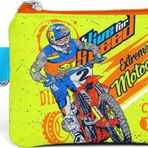Coral High 21842 Kids Fosforlu Sarı Saks Motorsiklet Desenli Bozuk Para Çantası