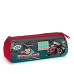 Coral High 22064 Kids Gri Nefti Anime Motorsiklet Desenli Üç Bölmeli Kalem Çantası