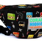Coral High 22581 Kids Siyah Ninja Desenli Bel Çantası