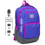 Coral High 23250 K117 Sport Lavanta Gri Dört Bölmeli Usb Şarjlı Kulaklık Çıkışlı Sırt Çantası