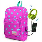 Coral High 23277 Pembe Heart Usb+Aux Soketli Sırt Çantası