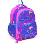 Coral High 23401 K33 Açık Pembe Lavanta Kalp Desenli Üç Bölmeli Okul Çantası