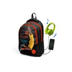 Coral High 23418 KK118.0 Kids Siyah Basketbollu Üç Bölmeli Usb Şarjlı Kulaklık Çıkışlı Sırt Çantası