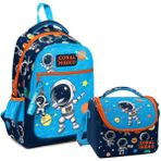 Coral High 23486 Açık Mavi 2'li Set Astronot Desenli Beslenme Okul Çantası