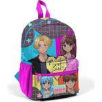 Coral High 23537 Minik Yuva Gri Mavi Pembe Anime Desenli Iki Bölmeli Sırt Çantası