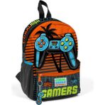 Coral High 23546 Minik Yuva Sırt Çantası Gri Turuncu Gamer Desenli İki Bölmeli Okul Çantası