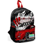 Coral High 23547 Minik Yuva Siyah Kırmızı Anime Araba Desenli Iki Bölmeli Sırt Çantası
