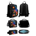 Coral High 23643 Gri Basketbol Desenli Dört Bölmeli Okul Sırt Çantası + Beslenme Çantası + Kalem Çantası