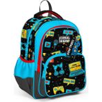 Coral High 23659 Kids Siyah Mavi Gamer Desenli Üç Bölmeli Okul Sırt Çantası