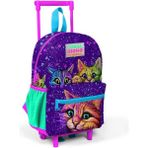 Coral High 24032 Minik Yuva Çekçekli Sırt Çantası Mor Pembe Kedi Desenli Iki Bölmeli