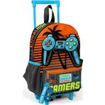 Coral High 24046 Minik Yuva Çekçekli Sırt Çantası Gri Turuncu Gamer Desenli İki Bölmeli Okul Çantası