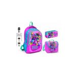 Coral High 3'lü Usb Soketli Pembe Sevimli Kedi Kız Çocuk Çanta Takımı