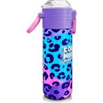 Coral High 500 ml 31846 Kids Mor Leopar Desenli Pipetli Çelik Termos