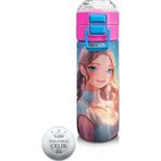 Coral High 500 ml 31858 Altuni Kids Turkuaz Pembe Anime Kız Desenli Pipetli Çelik Termos