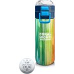 Coral High 500 ml 31890 Kids Lacivert Renkli Çizgili Desenli Pipetli Çelik Termos