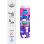 Coral High 500 ml 31911 Kids Mor Pembe Kedi Desenli Pipetli Çelik Termos