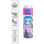 Coral High 500 ml 31942 Kids Mor Pembe Anime Kız Desenli Pipetli Çelik Termos