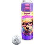 Coral High 500 ml 31953 Kids Sarı Pembe Sevimli Köpek Desenli Pipetli Çelik Termos