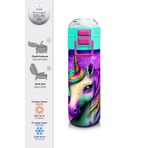 Coral High 500 ml 31959 Kids Pembe Su Yeşili Unicorn Desenli Pipetli Çelik Termos