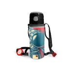 Coral High 600 ml 11941 M11 Kids Çivit Kırmızı Astronot Desenli Pipetli Alüminyum Matara