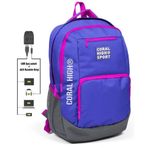 Coral High Coral High Sport Mavi-Pembe Laptop Bölmeli Sırt Çantası - USB Çıkışlı (Mor) Okul Çantası