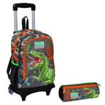 Coral High Erkek Çocuk Gri Dinazor Tekerlekli Okul Çantası ve Kalemlik Seti