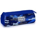 Coral High Erkek Çocuk Mavi Kamuflaj Desenli Üç Gözlü Kalemlik - İlkokul Ortaokul