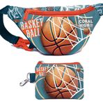 Coral High Erkek Çocuk Nefti Turuncu Basketbol Desenli Bel Çantası ve Bozuk Para Cüzdanı Set