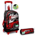 Coral High Erkek Çocuk Siyah Kırmızı Yarış Tekerlekli Okul Çantası ve Kalemlik Seti