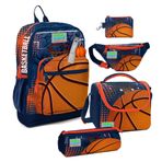 Coral High Erkek Çocuk Turuncu Lacivert Basketbol Desenli Beşli İlkokul Okul Çanta Seti Sırt Çantası