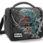 Coral High Erkek Okul Okul Beslenme Çantası - Siyah Gri Dinazor - Termal Astarlı