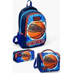 Coral High GOSET0114405 Kids Lacivert Mavi Basketbol Desenli 3’lü Okul Çanta Seti