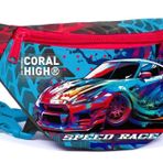 Coral High Gri Mavi Yarış Arabası Baskılı Erkek Çocuk Bel Çantası