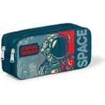 Coral High İki Bölmeli Kalem Kutusu Çivit Kırmızı Astronot Desenli PVC Malzeme 1.200 ml Kapasite - Çivit Mavisi