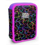 Coral High İki Katlı Düzenleyici Kalem Kutusu - Kalp Siyah Pembe, Kız Çocuk, Kalp Siyah Pembe