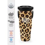 Coral High Kahverengi Leopar Desenli Pipetli ve Direkt İçim Çelik Termos 900 ml 38719