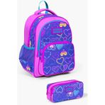 Coral High Kids Açık Pembe Lavanta Kalp Desenli 2'liokul Çanta Seti Set0223401