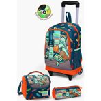 Coral High Kids Civit Neon Turuncu Kaykay Desenli Çekçekli 3'lü Çanta Seti SET0123923