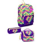 Coral High Kids Çok Renkli Piksel Kalp Desenli 3’lü Okul Çanta Seti SET0133208