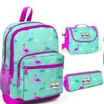 Coral High Kids Dört Bölmeli Flamingo Ilkokul Sırt Çantası Beslenme Kalemlik Set 23111
